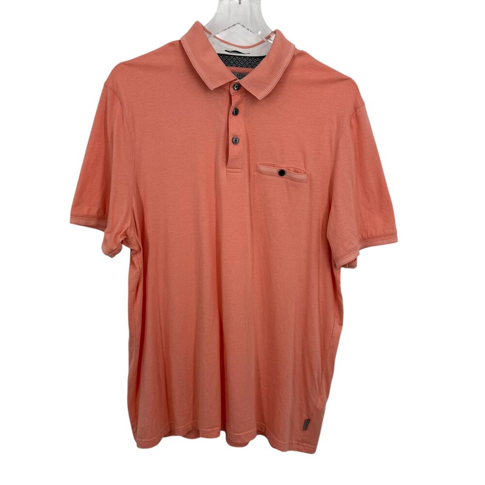 Ted Baker Tortila polo shirt men's XL 6 short sleeve pocket modal blend coral